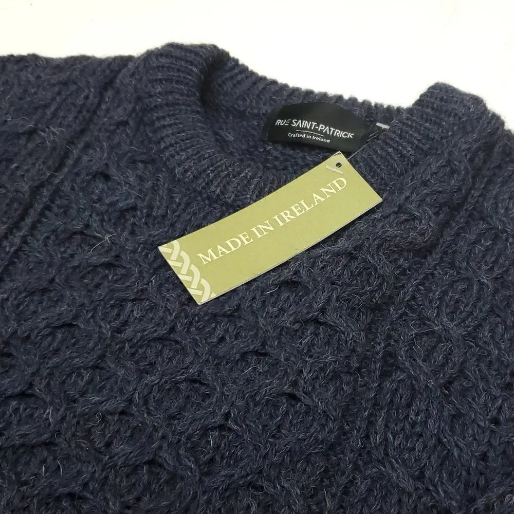 Rue Saint Patrick  Men's 100% Wool Chunky Cable Knit Fall Winter Sweater - Picture 7 of 11